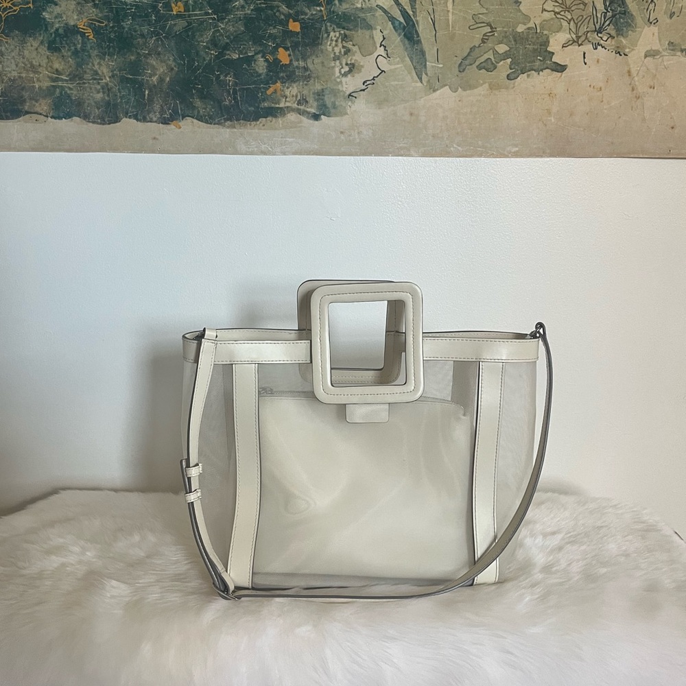 STAUD White Mesh Shirley Tote Bag